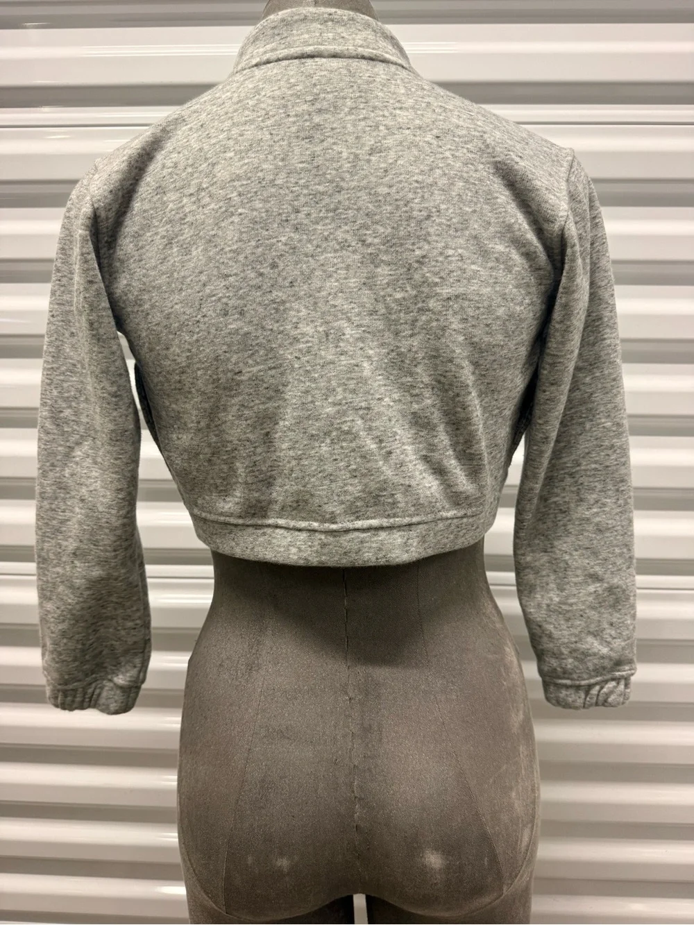 The North Face Heather Gray Cropped Zip Fleece